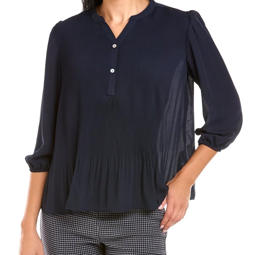 NWT Nanette Eco Pleated Blouse (Navy) S